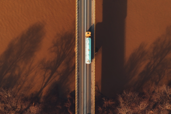 Bridge above red water