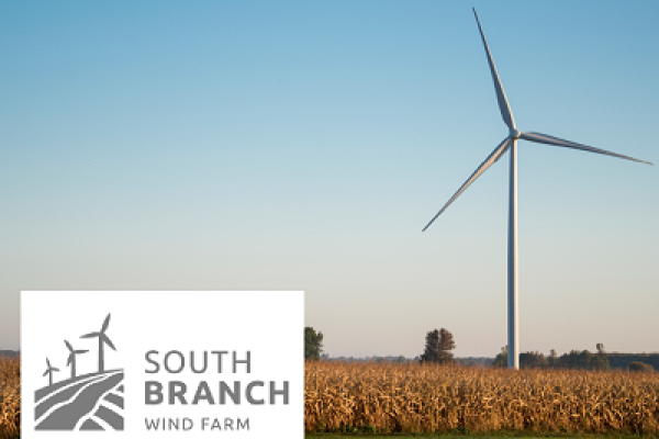 South Branch Wind Farm is  a corn field with a wind facility