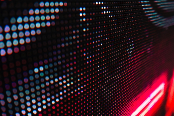 Pink and Blue Neon Pixel Texture Close up