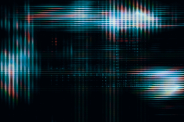 Abstract teal and red mesh dots