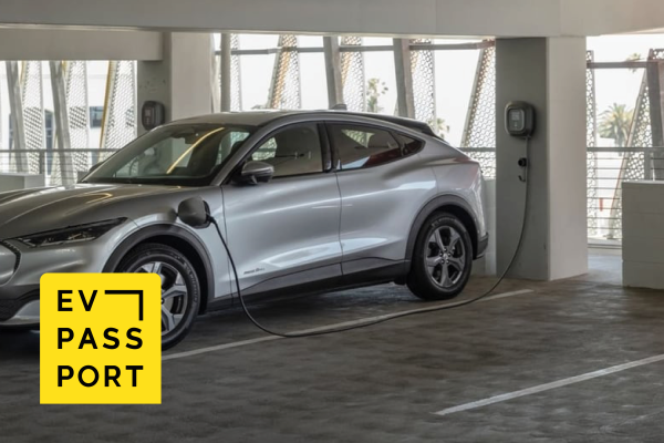 photo of car with electric vehicle charger