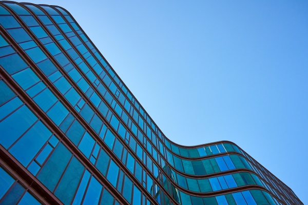 Abstract office building and blue sky
