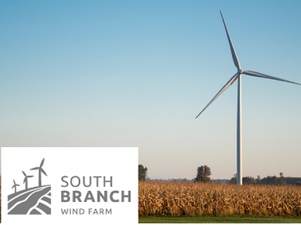 South Branch Wind Farm is  a corn field with a wind facility