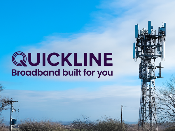 quickline logo over photo of tower