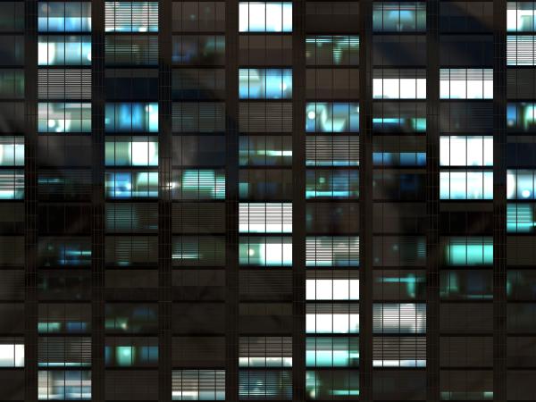 Black and blue building windows