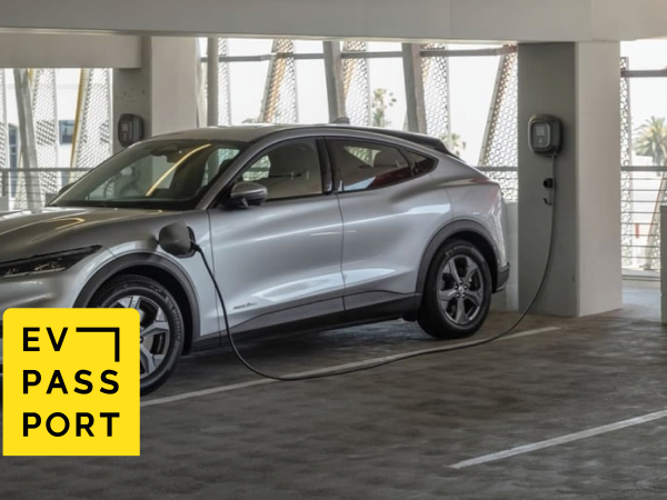 photo of car with electric vehicle charger