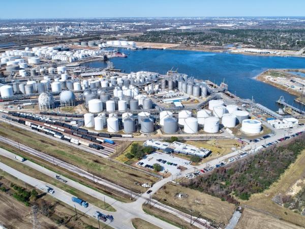Ariel shot of the Odfjell Terminal stacks