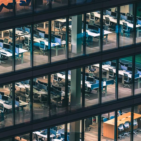 View from outside office building windows