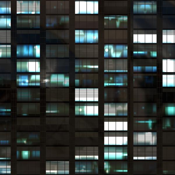 Black and blue building windows