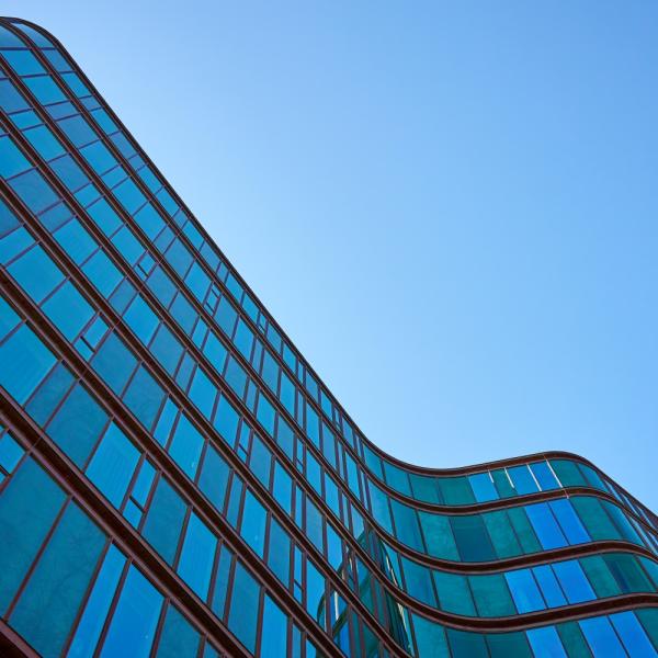 Abstract office building and blue sky